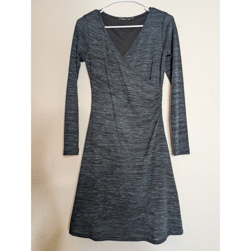 Prana Nadia Lined Dress Women's‎ XS Gray Long Sleeve Stretch Athletic Heathered